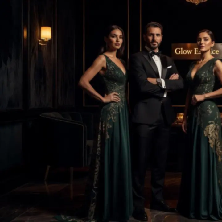Elegancki zespół gospodarzy wieczoru w wysmakowanej scenerii